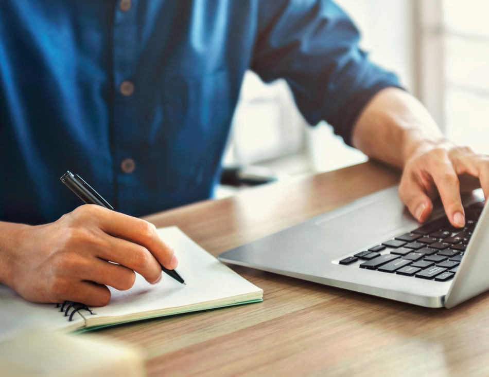 researcher using computer